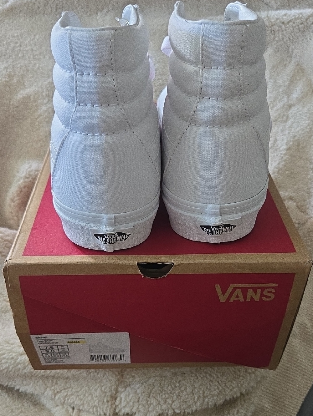 NIB SK8-HI Vans White High Top Canvas Sneakers